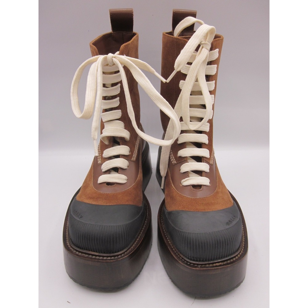 Brown Suede/Leather Bally Lace Up Platform Boots Size 36 - Picture 2 of 8